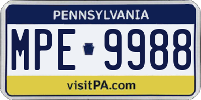 PA license plate MPE9988