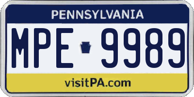 PA license plate MPE9989