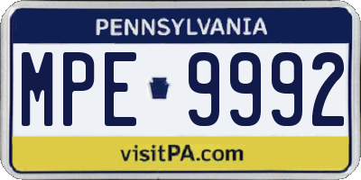 PA license plate MPE9992