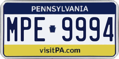 PA license plate MPE9994