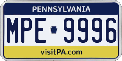 PA license plate MPE9996