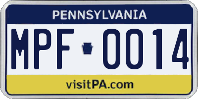 PA license plate MPF0014
