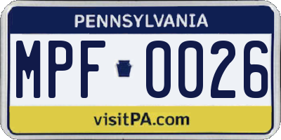 PA license plate MPF0026