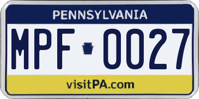 PA license plate MPF0027