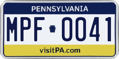 PA license plate MPF0041