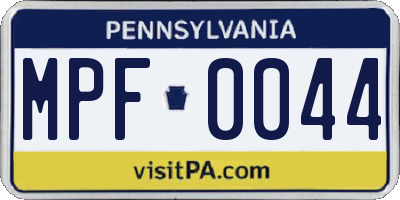 PA license plate MPF0044