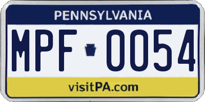 PA license plate MPF0054
