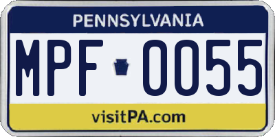 PA license plate MPF0055