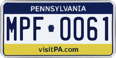 PA license plate MPF0061