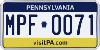 PA license plate MPF0071