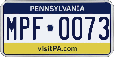 PA license plate MPF0073