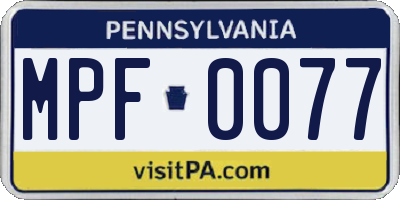 PA license plate MPF0077