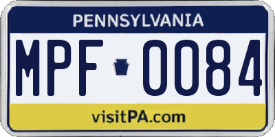 PA license plate MPF0084