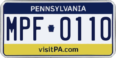 PA license plate MPF0110