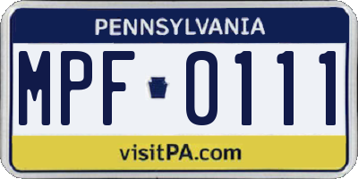 PA license plate MPF0111