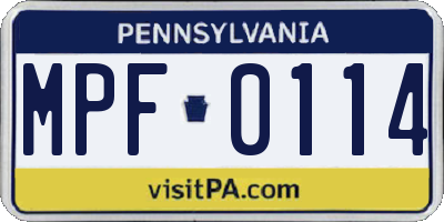 PA license plate MPF0114