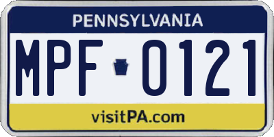 PA license plate MPF0121