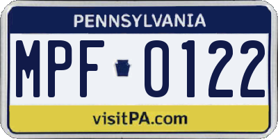 PA license plate MPF0122