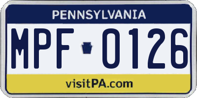 PA license plate MPF0126
