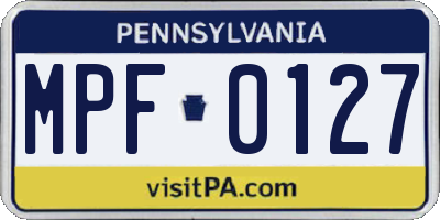 PA license plate MPF0127