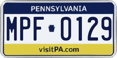 PA license plate MPF0129