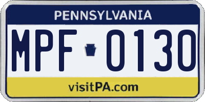 PA license plate MPF0130
