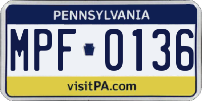 PA license plate MPF0136