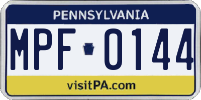 PA license plate MPF0144