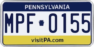 PA license plate MPF0155