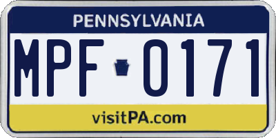 PA license plate MPF0171
