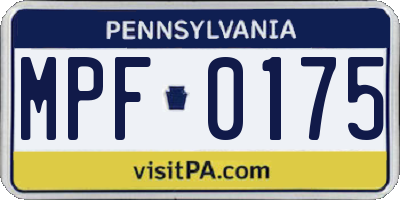 PA license plate MPF0175