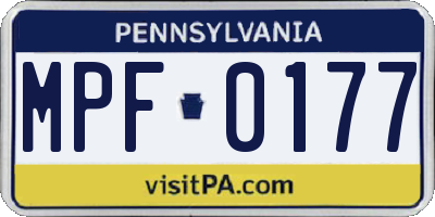 PA license plate MPF0177