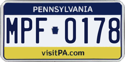 PA license plate MPF0178