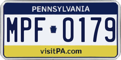 PA license plate MPF0179