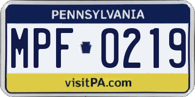 PA license plate MPF0219