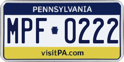 PA license plate MPF0222