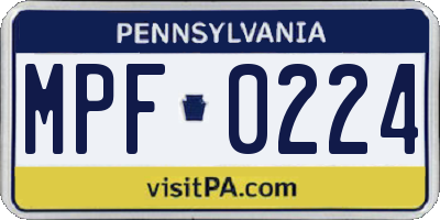 PA license plate MPF0224