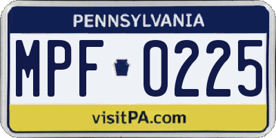 PA license plate MPF0225
