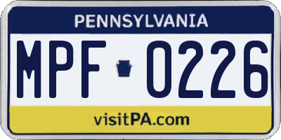 PA license plate MPF0226