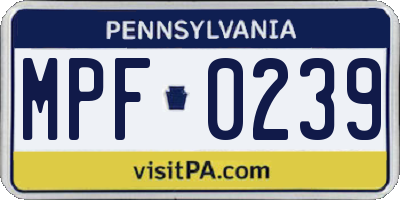 PA license plate MPF0239