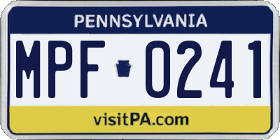 PA license plate MPF0241
