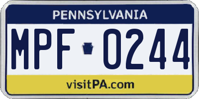 PA license plate MPF0244
