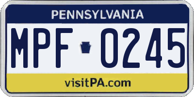 PA license plate MPF0245
