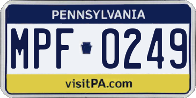 PA license plate MPF0249