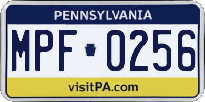 PA license plate MPF0256
