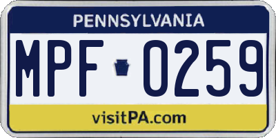 PA license plate MPF0259