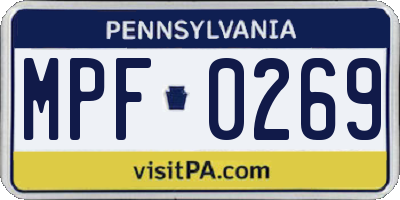 PA license plate MPF0269