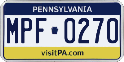 PA license plate MPF0270
