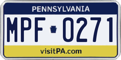 PA license plate MPF0271