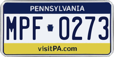 PA license plate MPF0273